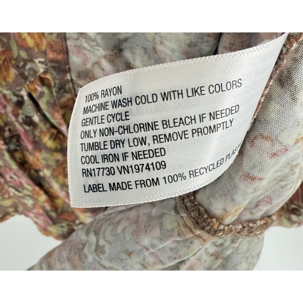 Wild Fable Women's Brown Floral Tiered Dress Size Large Cottage Boho Feminine - Picture 4 of 7